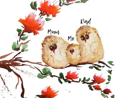 Mother's Day Gifts/Art Digital Downloads/Family/Owls/Family illustration