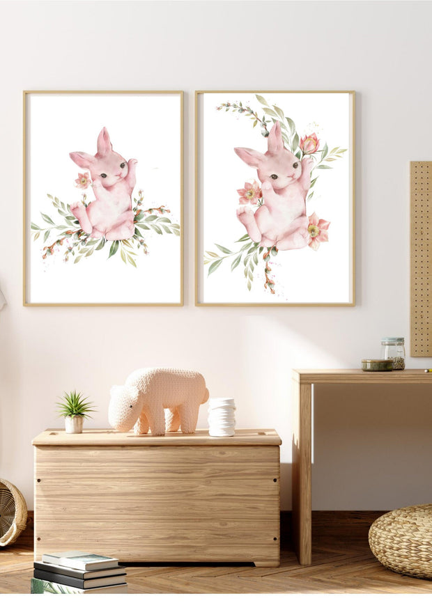 Printable Wall Art kids | Set of 2 Cute Bunny's, Wall Art, Bunny Picture, Animal Print - Home, Bedroom & Nursery Print Instant Download CE Digital Gift Store