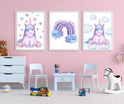 Printable Wall Art kids | Set of 3 Unicorn and Rainbow, Wall Art, Unicorn and Rainbow Print - Home, Bedroom & Nursery Print Instant Download CE Digital Gift Store