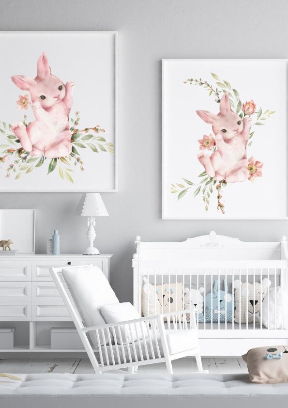 Printable Wall Art kids | Set of 2 Cute Bunny's, Wall Art, Bunny Picture, Animal Print - Home, Bedroom & Nursery Print Instant Download CE Digital Gift Store