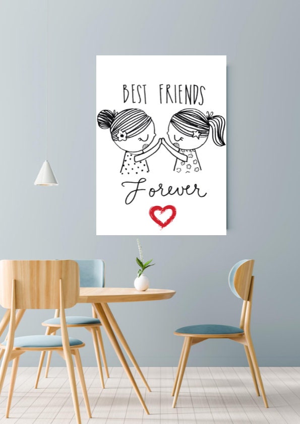 Best Friends Print Wall Art Gift, Print, Card  | Beautiful Bride print | Wedding Day | Best Friends | Personalised |gift for her CE Digital Gift Store