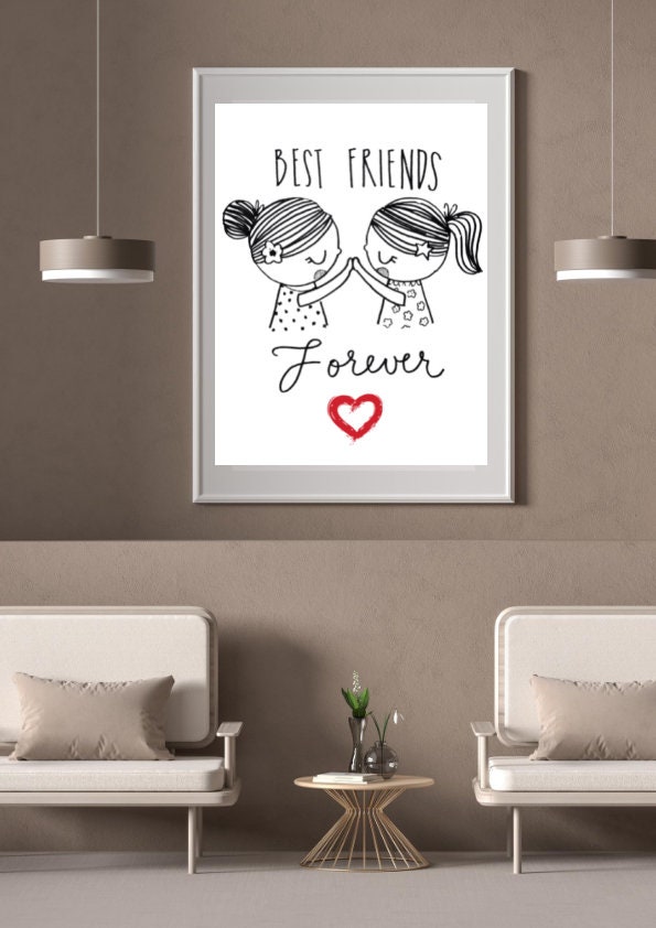 Best Friends Print Wall Art Gift, Print, Card  | Beautiful Bride print | Wedding Day | Best Friends | Personalised |gift for her CE Digital Gift Store