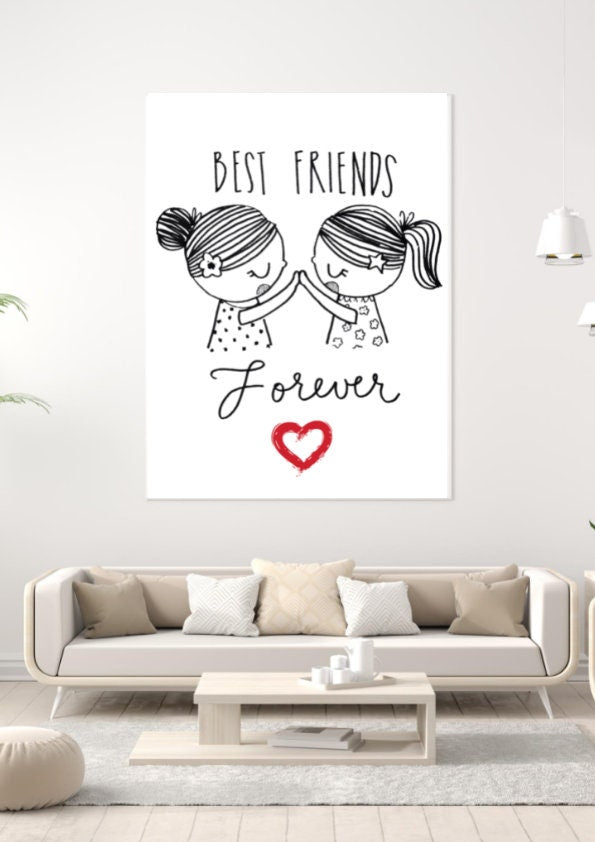 Best Friends Print Wall Art Gift, Print, Card  | Beautiful Bride print | Wedding Day | Best Friends | Personalised |gift for her CE Digital Gift Store