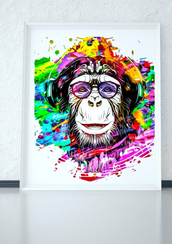 Ape Art Modern Print/ Wall  Art Ape/ Wall Art/ Art/ Animal Print/Digital Download CE Digital Gift Store