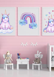 Printable Wall Art kids | Set of 3 Unicorn and Rainbow, Wall Art, Unicorn and Rainbow Print - Home, Bedroom & Nursery Print Instant Download CE Digital Gift Store