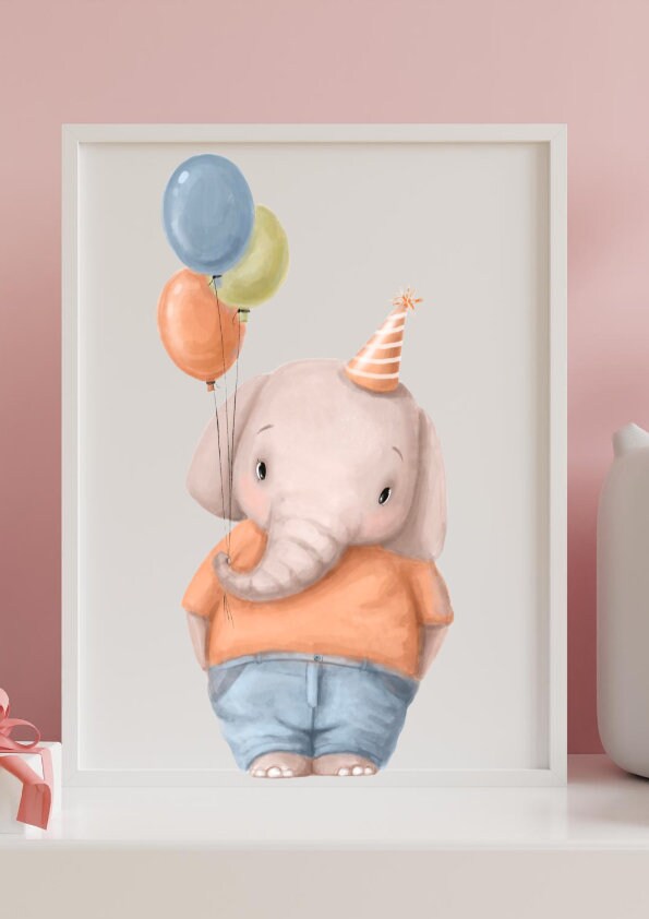 Printable Wall Art kids | Set of 2 Cute Elephants, Wall Art, Elephant Picture, Animal Print - Home, Bedroom & Nursery Print Instant Download CE Digital Gift Store