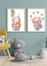 Printable Wall Art kids | Set of 2 Cute Elephants, Wall Art, Elephant Picture, Animal Print - Home, Bedroom & Nursery Print Instant Download CE Digital Gift Store