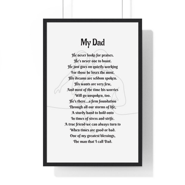 Father's Day Poem Card Print - Custom Word Wall Art Frame - Birthday, Fathers Day Gifts - For Dad, Daddy, Grandad - From Son, Daughter