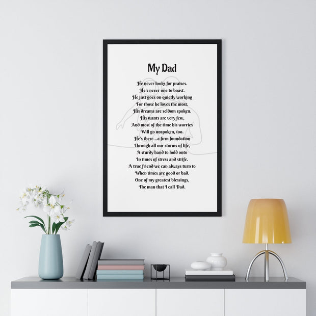 Father's Day Poem Card Print - Custom Word Wall Art Frame - Birthday, Fathers Day Gifts - For Dad, Daddy, Grandad - From Son, Daughter