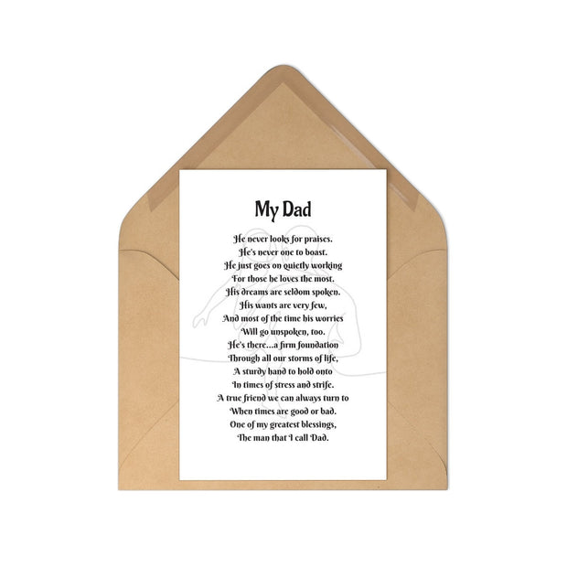 Father's Day Poem Card Print - Custom Word Wall Art Frame - Birthday, Fathers Day Gifts - For Dad, Daddy, Grandad - From Son, Daughter