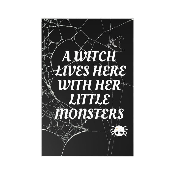 A Witch Lives Here with Her Little Monsters Halloween Poster, Halloween Digital Print, Horror Party Decoy, Halloween Décor, Halloween Party