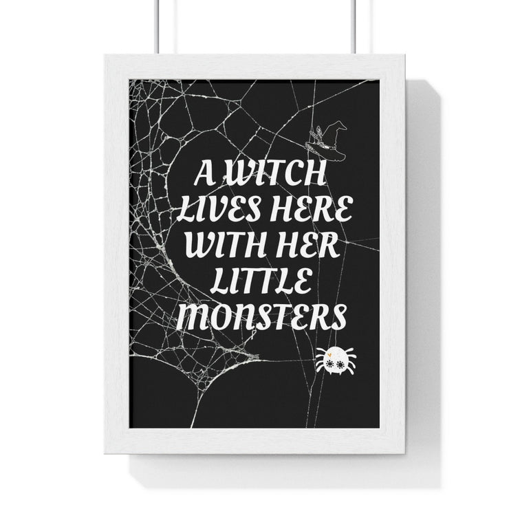 A Witch Lives Here with Her Little Monsters Halloween Poster, Halloween Digital Print, Horror Party Decoy, Halloween Décor, Halloween Party