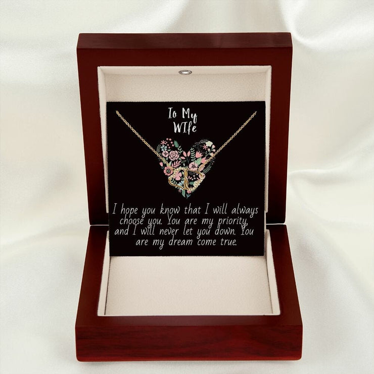 Everlasting Love 10K solid yellow gold hearts Necklace with 18 Single Cut Diamonds in a Luxury Box.