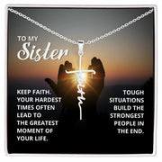 Faith Cross Necklace with Sister card
