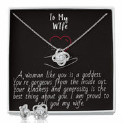 Love Knot Earring & Necklace Set! Gift for Wife, Gift for Her,14k white gold over stainless steel