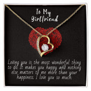 Forever Love Gold Necklace, White Gold, Yellow Gold hearts Necklace in a Luxury Custom Message Box. Gift for wife, Gifts for her