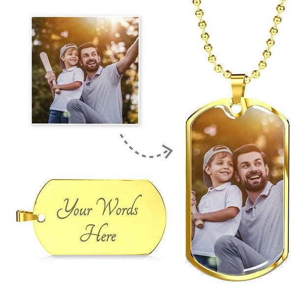 Personalised Any Message Engraved Dog Tag Chain - Photo Key Chain - Gifts for Her Him - Birthday Christmas Gifts for Husband Daddy Grandpa CE Digital Gift Store