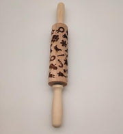 Rolling Pin Christmas Embossing, Engraved pattern Christmas Rolling Pin, Christmas Cookie Rolling Pin