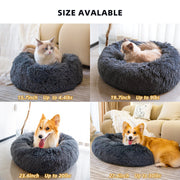 Pet Beds For Cats Anti Anxiety Fluffy Dog Bed Cuddler with Anti-Slip & Water-Resistant Bottom Washable Calming Dog Bed For Small Medium Pets