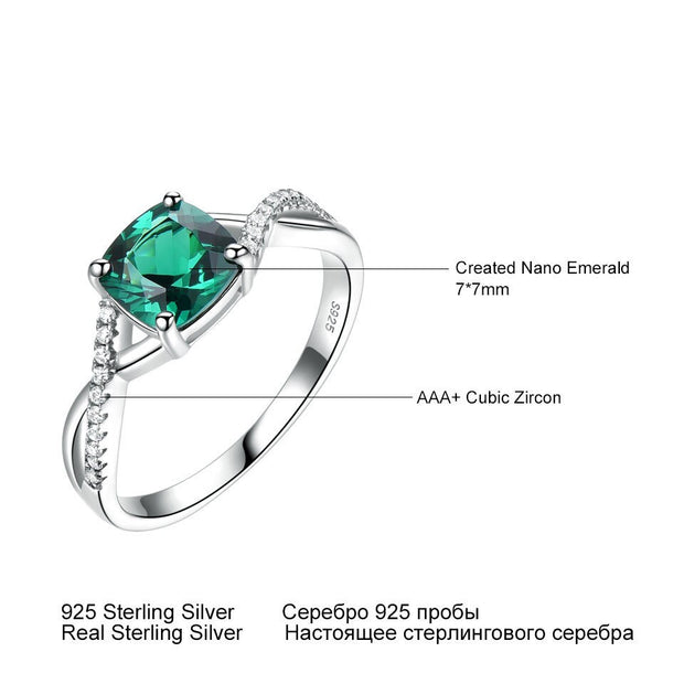 S925 Sterling Silver Emerald Ladies Ring, Emerald Green Silver Ring, Gift for Her, Jewellery Gift