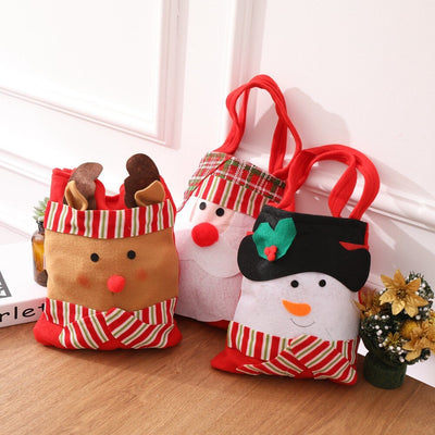 Santa Snowman Gift Bag Candy Bag Christmas Ornament Non-woven Tote Bag, Christmas Tote Bag