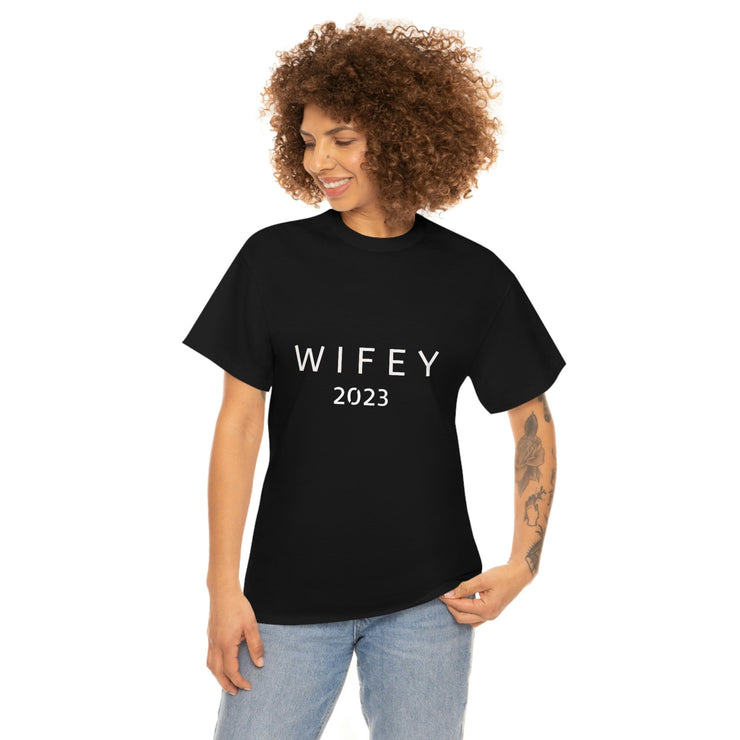 WIFEY Heavy Cotton T-shirt, Wifey 2023 T-shirt, Just got Engaged T-shirt. Just Engaged T-shirts CE Digital Gift Store