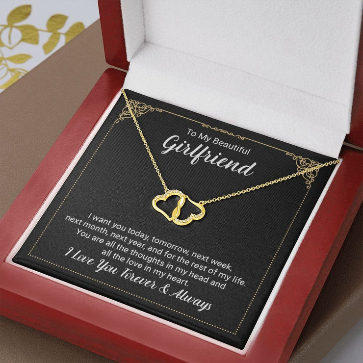 To My Beautiful Girlfriend A stunning, infinitely connected pair of 10K solid yellow gold hearts. Valentines Gift, Gift For Her, CE Digital Gift Store