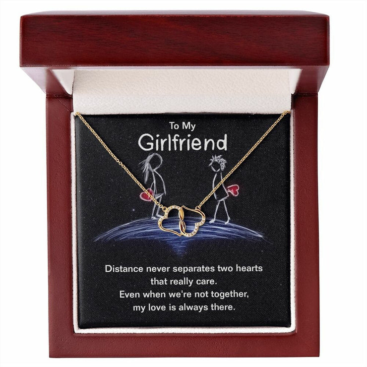 To My Girlfriend A stunning, infinitely connected pair of 10K solid yellow gold hearts, Valentines Gift, Gift for Her CE Digital Gift Store