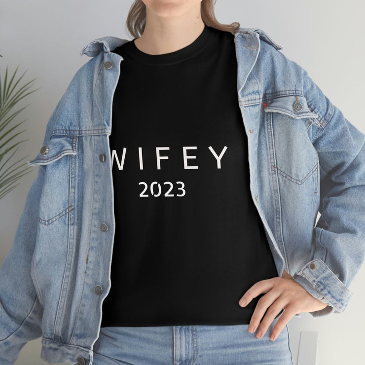 WIFEY Heavy Cotton T-shirt, Wifey 2023 T-shirt, Just got Engaged T-shirt. Just Engaged T-shirts CE Digital Gift Store