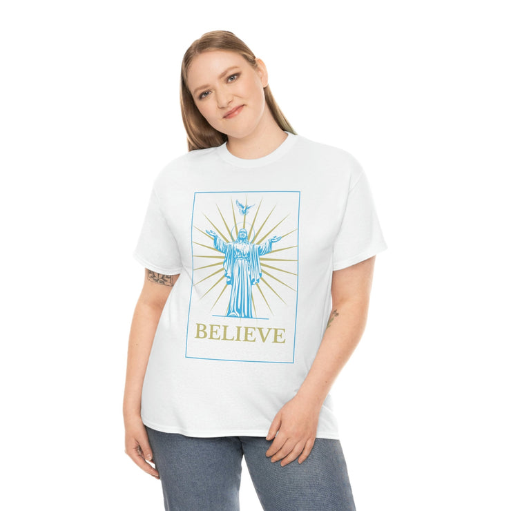 Believe Quote Unisex Heavy Cotton T-Shirt. Valentines Gift, Gift for Her, Gift for Him, Inspirational Quote T-shirt CE Digital Gift Store