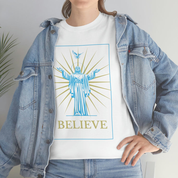 Believe Quote Unisex Heavy Cotton T-Shirt. Valentines Gift, Gift for Her, Gift for Him, Inspirational Quote T-shirt CE Digital Gift Store