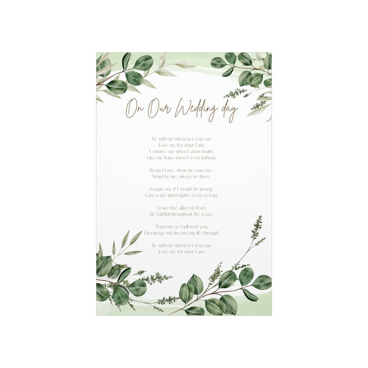 On Our Wedding Day Poem Posters, High Quality Matte Vertical Prints, Unique Wedding Gift , Couples wedding Gift, Bride Wedding Gift CE Digital Gift Store