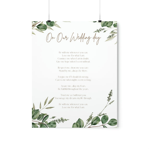 On Our Wedding Day Poem Posters, High Quality Matte Vertical Prints, Unique Wedding Gift , Couples wedding Gift, Bride Wedding Gift CE Digital Gift Store