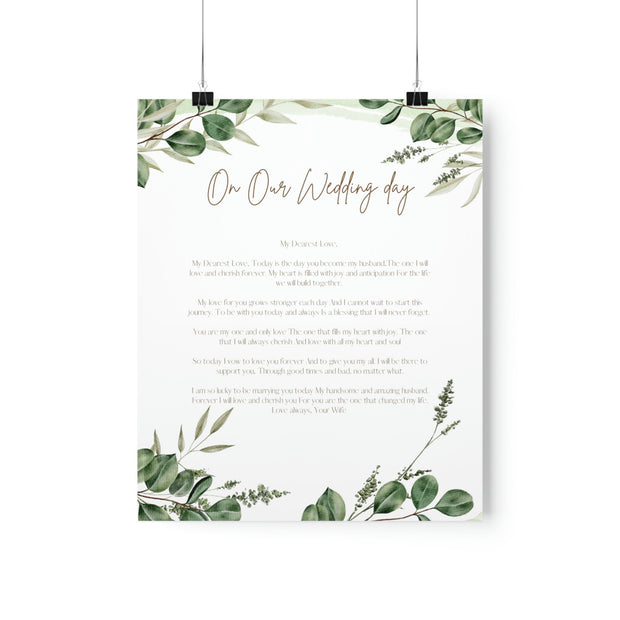 On Our Wedding Day Poem Posters, High Quality Matte Vertical Prints, Unique Wedding Gift, Couples wedding Gift, Groom Wedding Gift CE Digital Gift Store