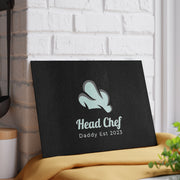 Dad Head Chef Kitchen Glass Cutting Board, Fathers Day Gift, Birthday Gift Idea, Gift for Dad, Gift For Daddy. Custom Gift CE Digital Gift Store
