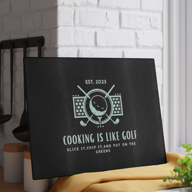 Cooking is Like Golf, Kitchen Glass Cutting Board, Fathers Day Gift, Birthday Gift Idea, Gift for Dad, Gift for chef CE Digital Gift Store