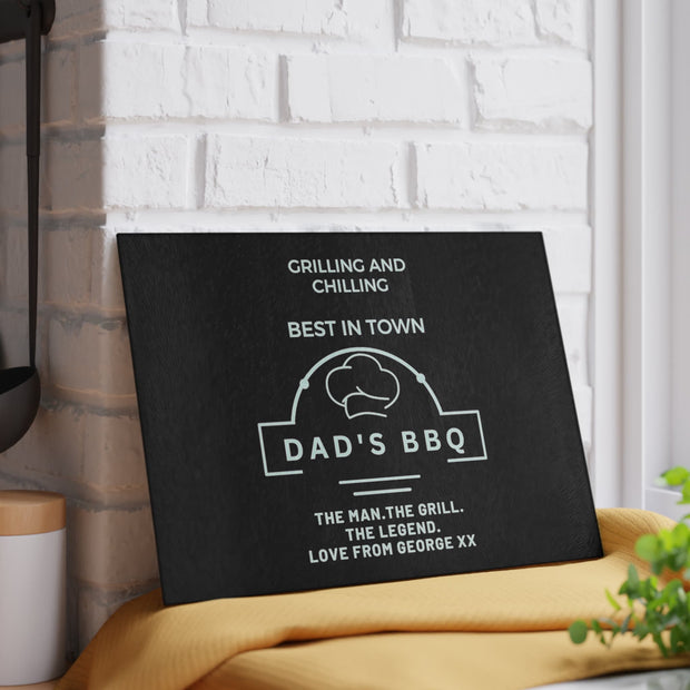 Perfect Fathers Day Gift - Kitchen Glass Cutting Board with Personalization, Gift For Dad, Daddy Gift Idea. CE Digital Gift Store