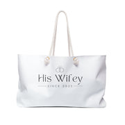 His Wifey Bride Tote Bags, Personalized Bride Bags, Canvas Tote Bag with Zipper, Bridal Party Bride Gifts, oversized Weekender Bag CE Digital Gift Store