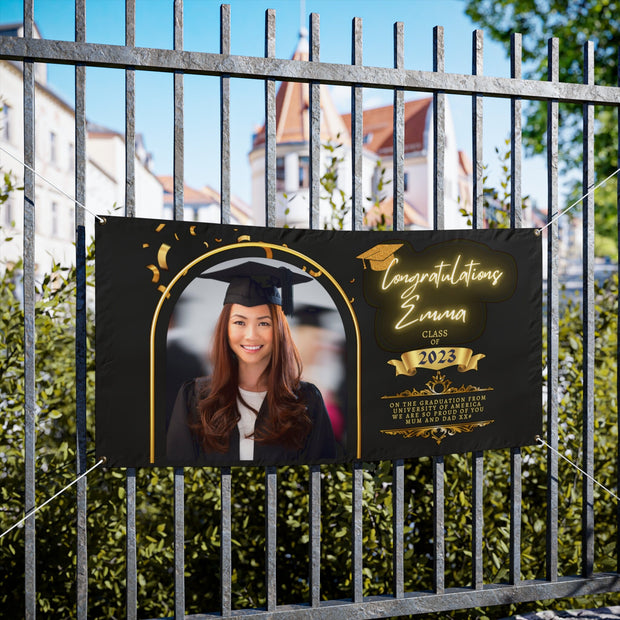Personalised Class of 2023 Custom Graduation Party Backdrop | Personalized Congrats Grad School Colors Banner, Vinyl Banners CE Digital Gift Store