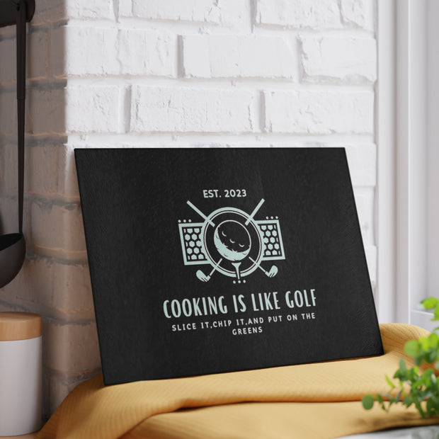 Cooking is Like Golf, Kitchen Glass Cutting Board, Fathers Day Gift, Birthday Gift Idea, Gift for Dad, Gift for chef CE Digital Gift Store