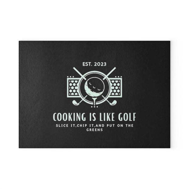 Cooking is Like Golf, Kitchen Glass Cutting Board, Fathers Day Gift, Birthday Gift Idea, Gift for Dad, Gift for chef CE Digital Gift Store