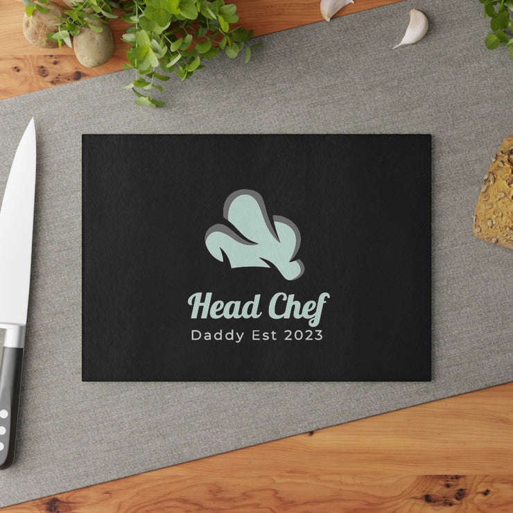 Dad Head Chef Kitchen Glass Cutting Board, Fathers Day Gift, Birthday Gift Idea, Gift for Dad, Gift For Daddy. Custom Gift CE Digital Gift Store