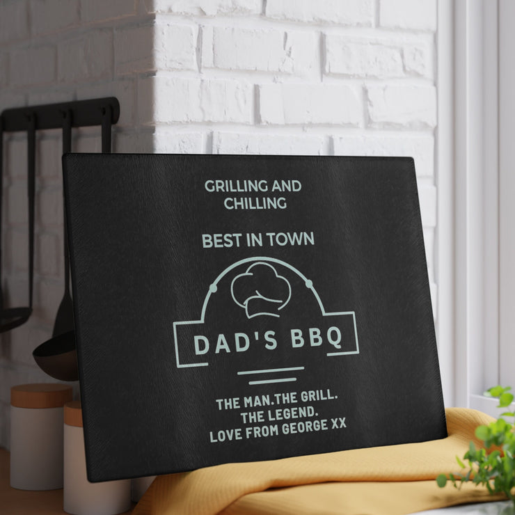 Perfect Fathers Day Gift - Kitchen Glass Cutting Board with Personalization, Gift For Dad, Daddy Gift Idea. CE Digital Gift Store