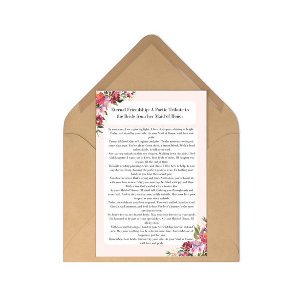 Sentimental Maid of Honor Poem for the Bride: A Heartfelt Gift of Love and Appreciation, Wedding Poem, Bride Gift CE Digital Gift Store