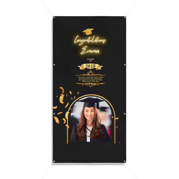 Personalised Photo Graduation Gift Class of 2023 Custom Graduation Party Backdrop | Personalized Congrats Grad School Colors Banner, Vinyl CE Digital Gift Store