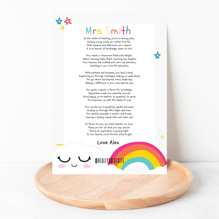 Teacher Thank You Gift | Nursery Thank you Gift | Gifts for Teacher End of Term | End of Year Gift | Personalised Gift | Nursery School Gift CE Digital Gift Store