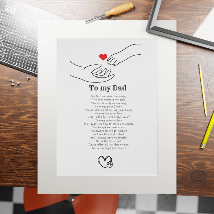 Dog Dad Fathers Day Frame Print - Fathers Day Print From The Dog - Dog Poem Fathers - Dog Fathers Day Card - Printed Dog Dad Card Print CE Digital Gift Store