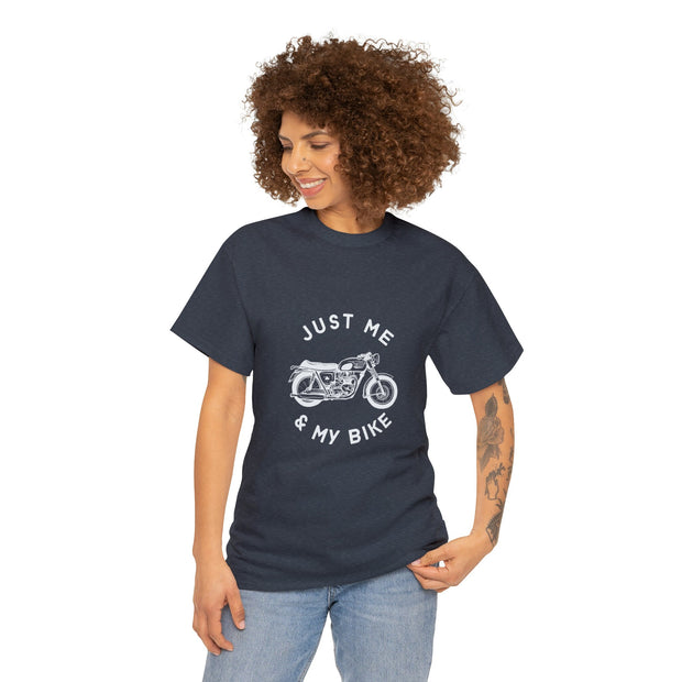 Just Me and My Bike Quote T-Shirts - Motorcycle Shirt for Women, Ladies Biker Tee, Motorcycle Gifts, Motorcycle Tees, Biker Clothing