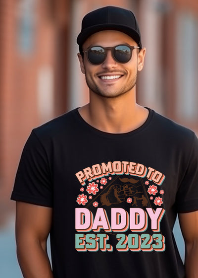 Promoted to Daddy, Est. 2023 Mens T-shirt! Pregnancy announcement, Baby daddy T-shirt