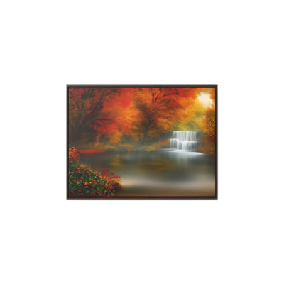 Autumn Colorful Tree Water Fountain Setting Canvas Print - Showcase Nature's Beauty with Style